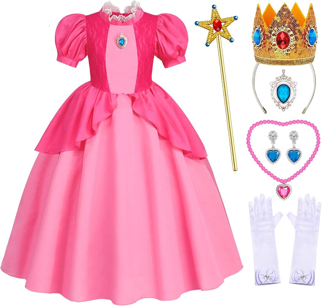 Pink Princess Costume for Girls Halloween Party Dress with Accessories | Amazon (US)