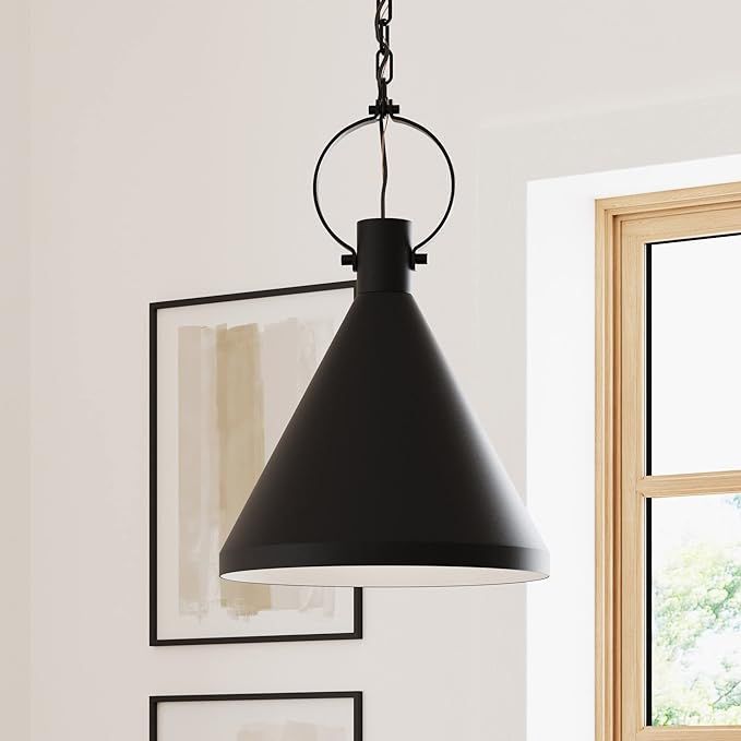 Nathan James Nate Industrial Pendant Light, Hanging Ceiling Light Fixture with Metal Shade and Ad... | Amazon (US)