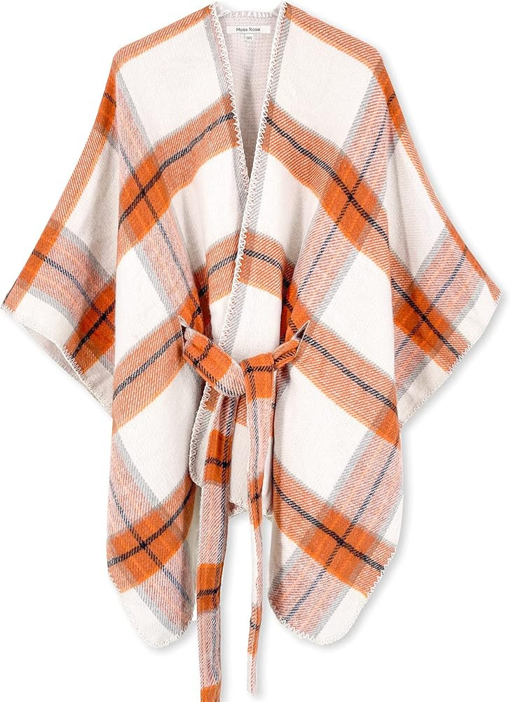 Moss Rose Women's Shawl Wrap Poncho Ruana Cape Open Front Cardigan Shawls for Fall Winter | Amazon (US)