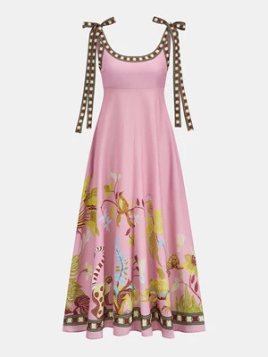 Tie Strap Printed Maxi Dress | Commense