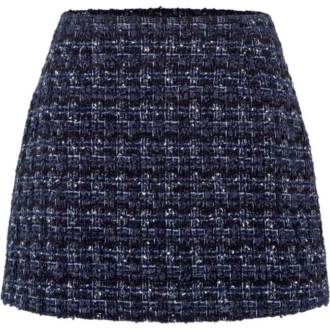 Hill House Home | Women's Hallie Tweed High Waist Straight-Fit Mini Skirt, (Black & Navy Blue, Size Small) | Maisonette | Maisonette