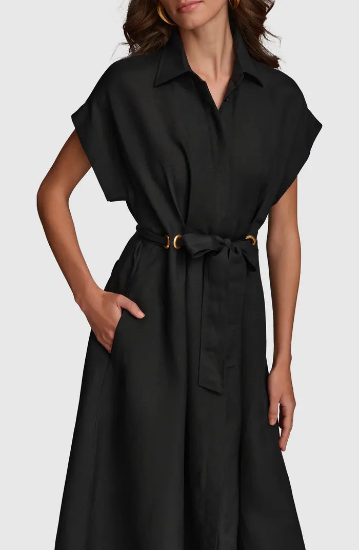 Drawstring Waist Linen Blend Shirtdress | Nordstrom