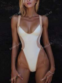 Spliced Body Backless Crossover Bikini Women's One-Piece Swimsuit | SHEIN