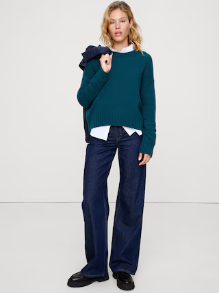 Oversized Midweight Cashmere Crew-Neck Sweater | Banana Republic (US)
