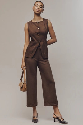 The Colette Crop Suede High-Rise Wide-Leg Pants by Maeve | Anthropologie (US)