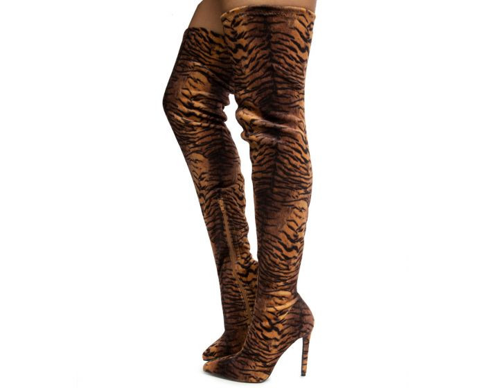LILIANA Gisele-7D Thigh-High Boots GISELE-7D-TIGRE - Shiekh | Shiekh Shoes