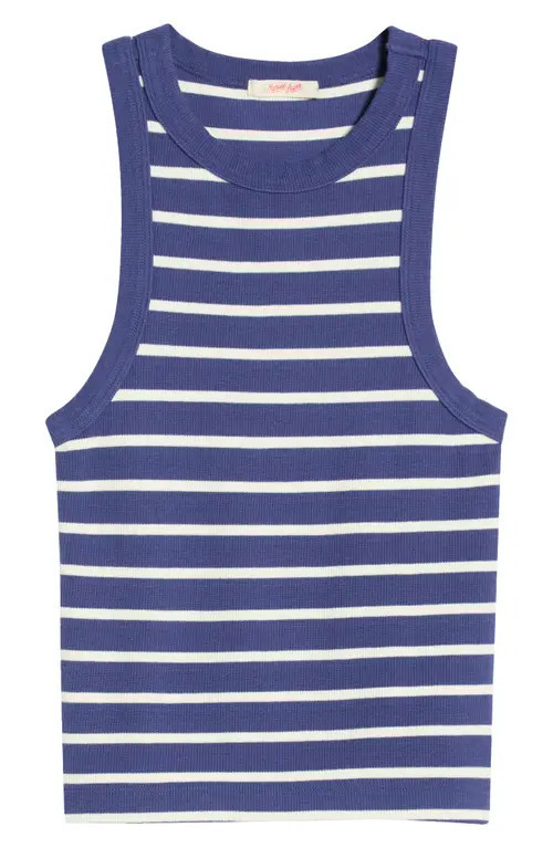 Marine Layer Lexi Stripe Rib Tank in Bay Blue And White Stripe at Nordstrom, Size X-Small | Nordstrom
