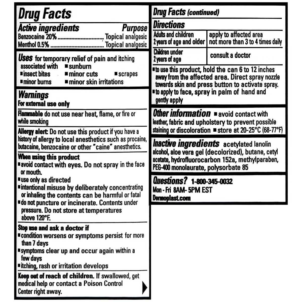 Dermoplast Pain Relief Spray for Minor Cuts, Burns and Bug Bites - 2.75oz | Target