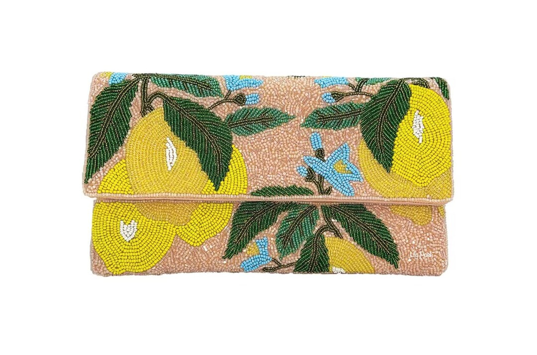 NEW Lemon Seed Bead Clutch Bag, Embellished Fruit Crossbody Bag, Seed Bead Clutch Bag, Boho Handb... | Etsy (US)