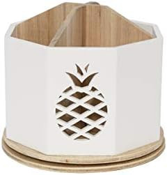 Spinning Desktop Stationary Organizer – Decorative Wooden Rotating Pen and Pencil Cup – 4 Com... | Amazon (US)