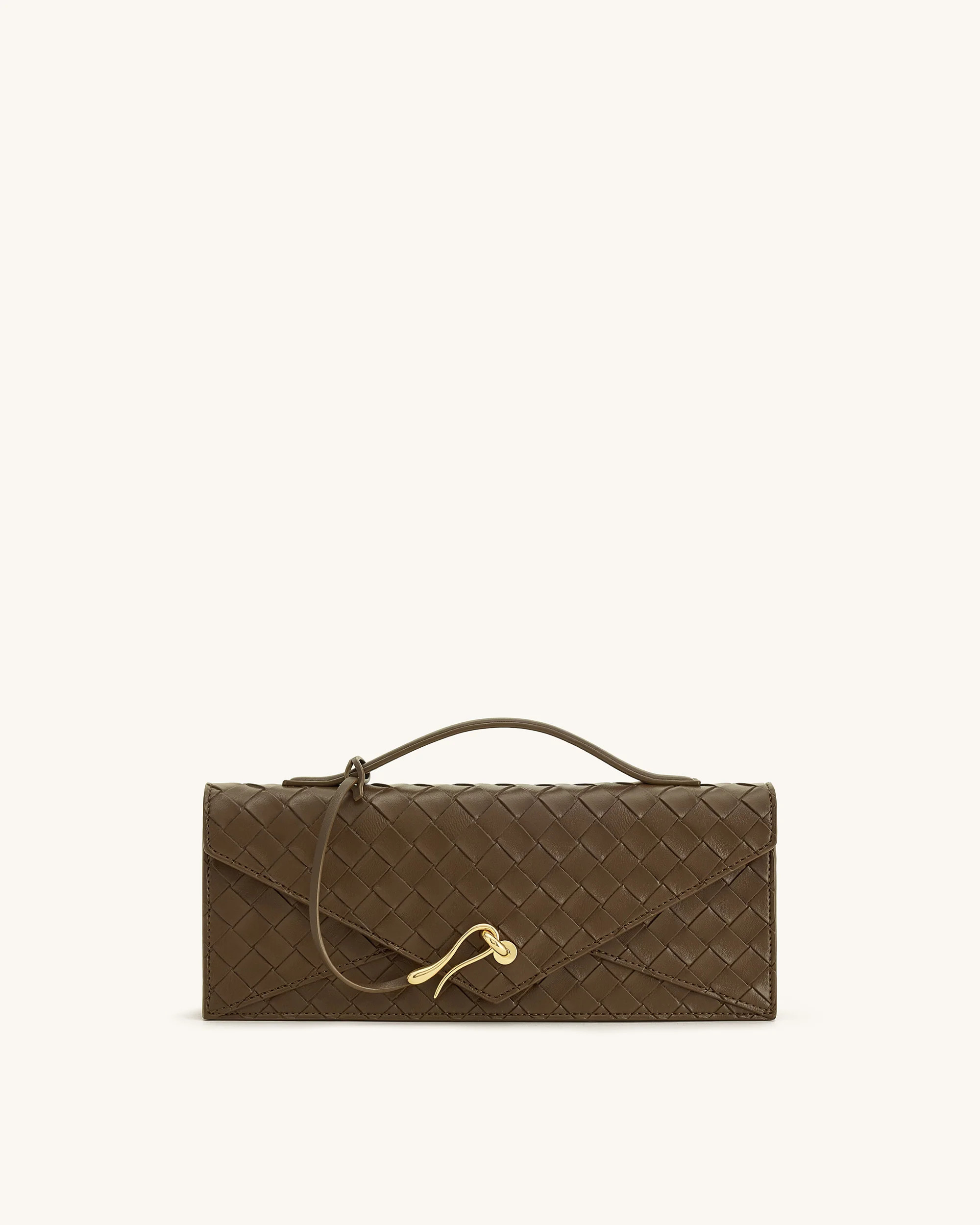 Celeste Woven Textured Envelope Top Handle Bag - Mocha Brown | JW PEI US