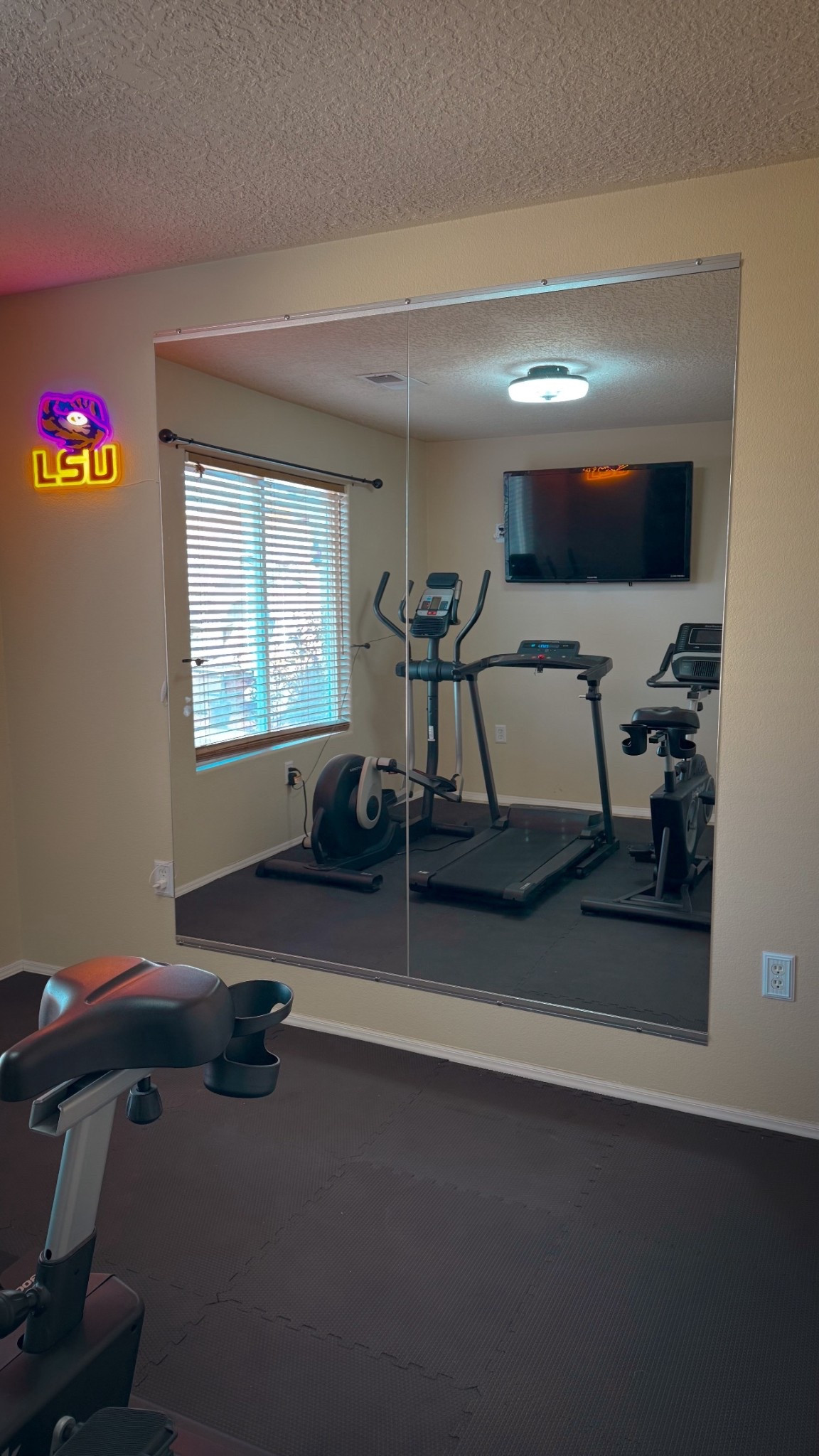 At home gym coming into fruition… 

          💪🤸🤩 
Mirrors came out so good! 
            Size 79”x36” 
Matts for gym flooring 

#LTKActive #LTKselfcare #LTKfitnessgoals