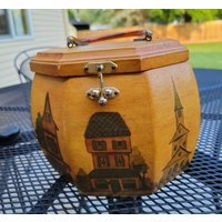 Wooden Purse Or Sewing Basket Octagon in Shape Decoupage Design Photo Prop | Etsy (US)