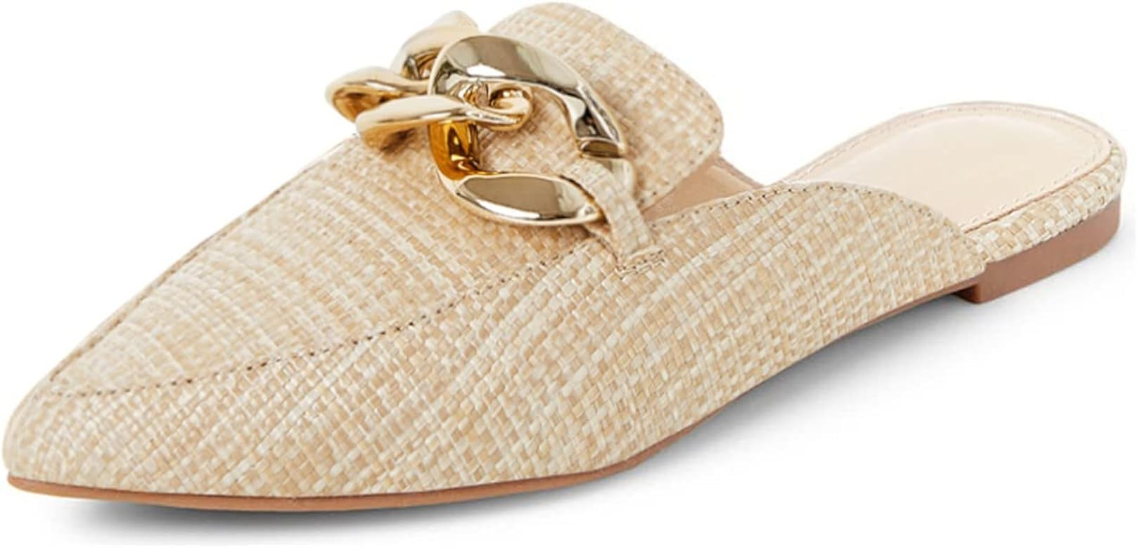 Mskilder Mules for Women Flats Metal Chain Pointed Toe Slip-on Backless Loafers Slides Flat Shoes | Amazon (CA)