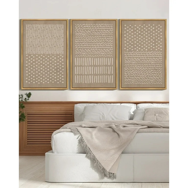 SHENIFY large 24x36in3pcs Natural Framed Boho Geometric Wall Art Mid-Century Bohemain Abstract Sh... | Walmart (US)