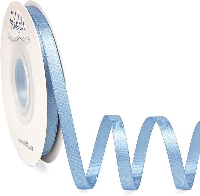 Ribbli Dusty Blue Satin Ribbon,Double Faced Satin 1/4 inch x Continuous 25 Yards,Use for Bows Bou... | Amazon (US)