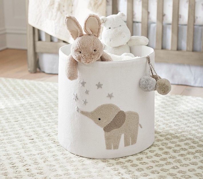 Embroidered Elephant Toy Storage | Pottery Barn Kids