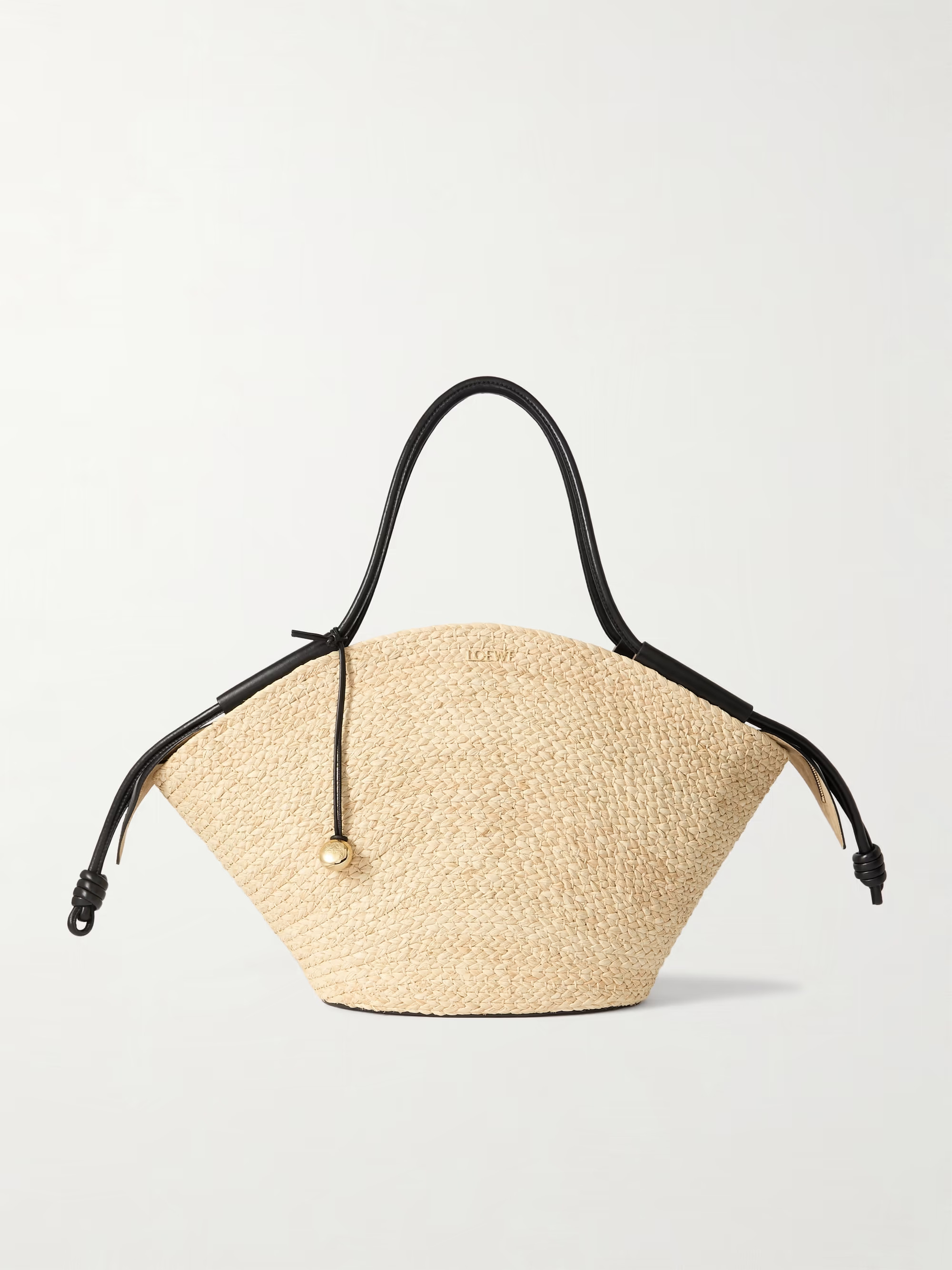 Paseo Large leather-trimmed raffia tote | NET-A-PORTER (US)