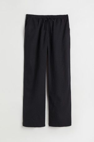 Textured jersey trousers - Black - Ladies | H&M GB | H&M (UK, MY, IN, SG, PH, TW, HK)