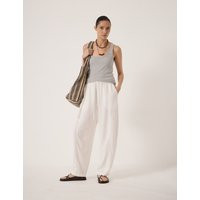 HUSH Linen Blend Barrel Leg Trousers White | Marks & Spencer (UK)
