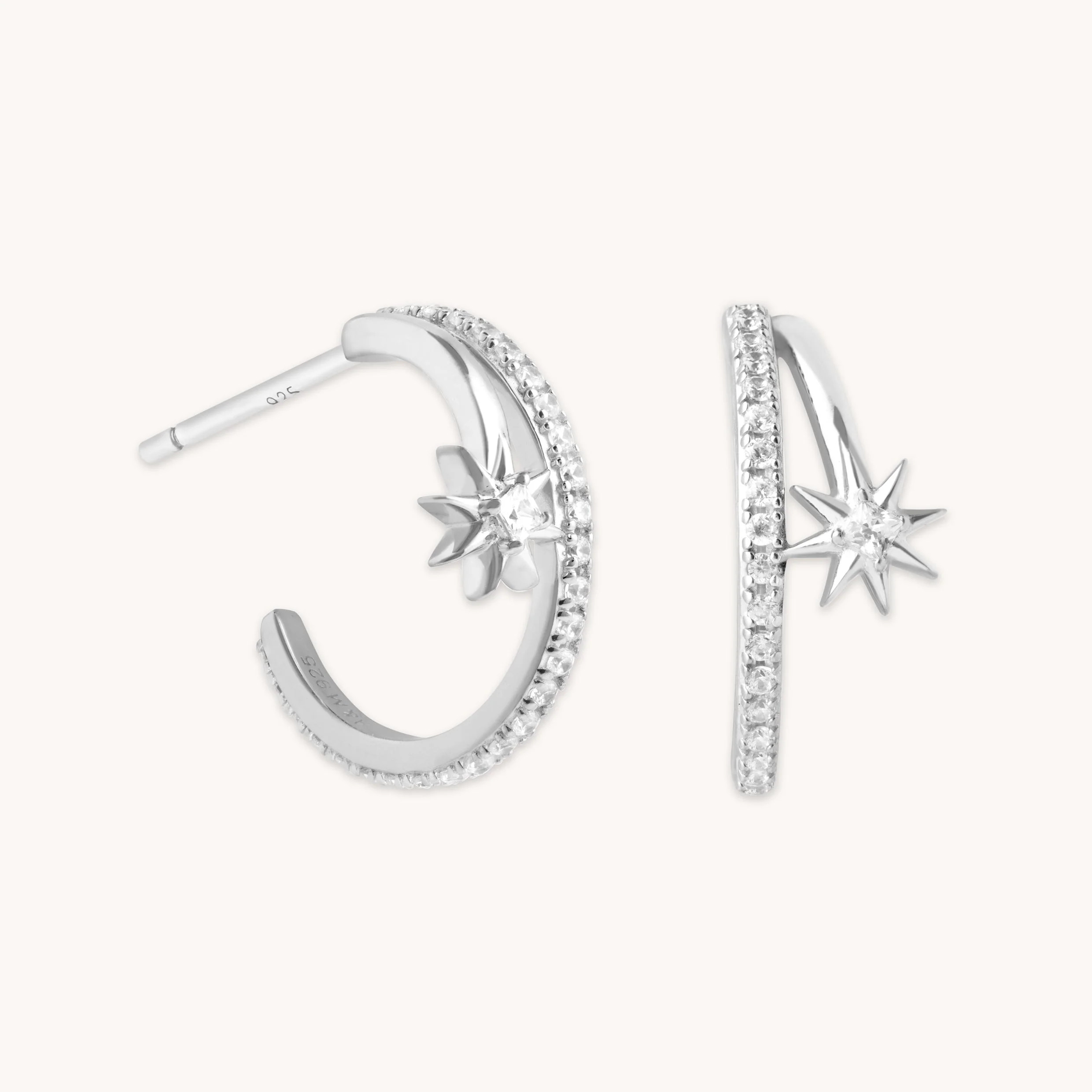 Cosmic Illusion Crystal Hoops in Silver | Astrid & Miyu UK