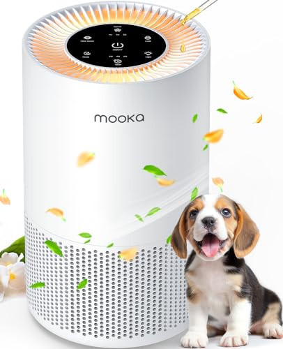 Air Purifiers for Home Large Rooms up to 1200ft², MOOKA H13 True HEPA Air Purifier for Bedroom Pets with Fragrance Sponge, Timer, Air Filter Cleaner for Smoke, Odor, Dander, Pollen (White) | Amazon (US)