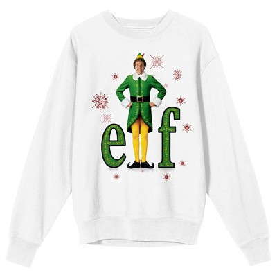 Elf Movie Title Logo and Poster Art Women's White Crew Neck Sweatshirt-Medium | Target