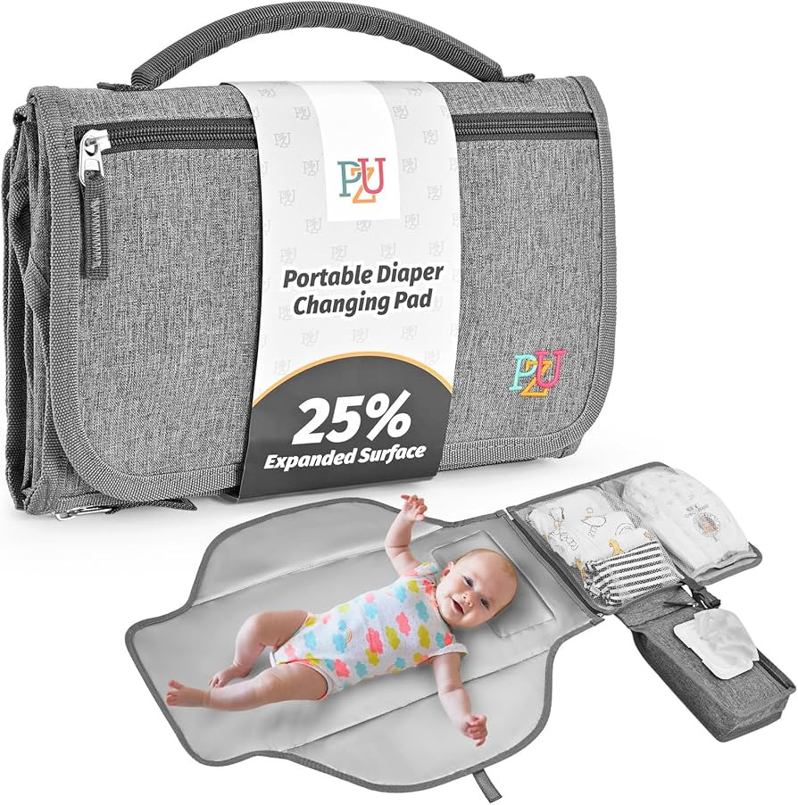 PZU Portable Diaper Changing Pad - Changing Pad Portable with Wipes Pocket, Waterproof Diaper Cha... | Amazon (US)