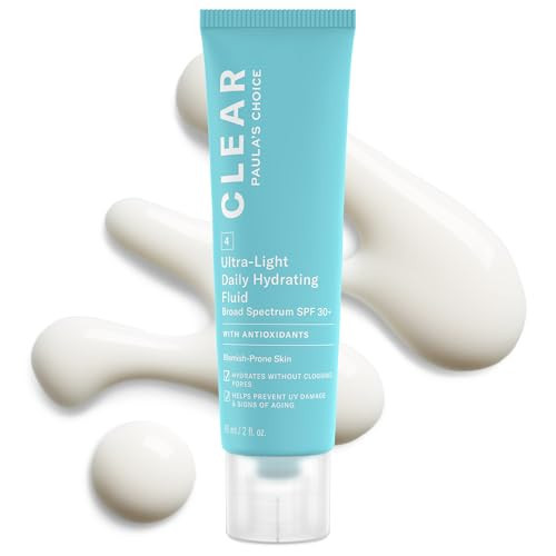 Paula's Choice CLEAR Ultra-Light Hydrating Oil Free Face Sunscreen & Moisturizer, SPF 30 Sunscreen for Face with Green Tea & Chamomile, Pore Minimizer for Blemish- Prone Skin, UVA/UVB Protection, 2oz | Amazon (US)