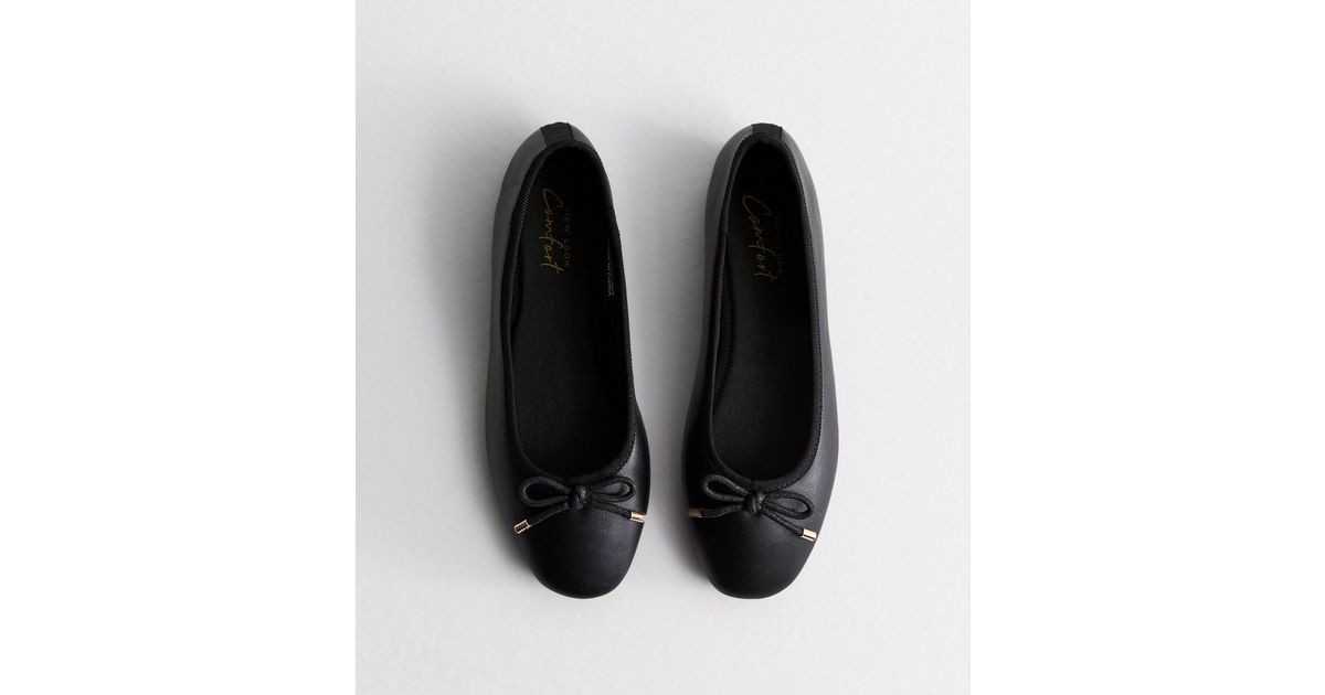 Black Leather-Look Ballerina Pumps | New Look | New Look (UK)