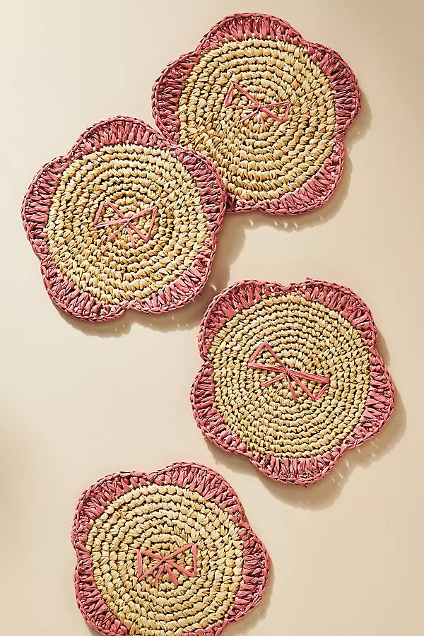 Handwoven Bow Coasters, Set of 4 | Anthropologie (US)