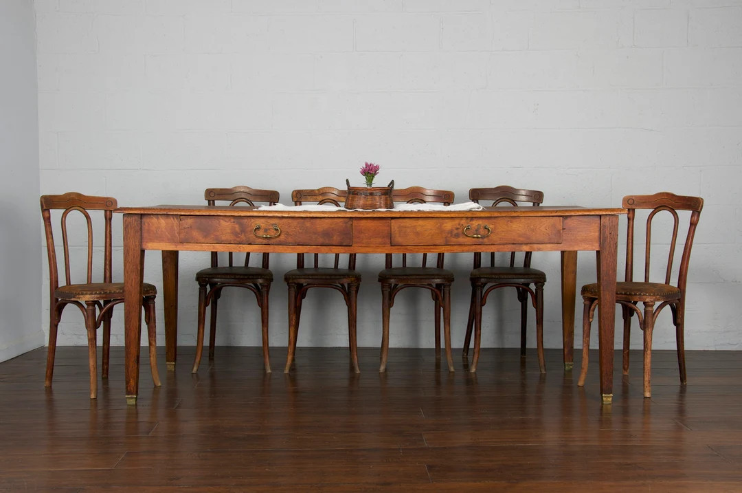 19th Century Country French Provincial Tiger Oak Farmhouse Dining Table | Etsy (US)