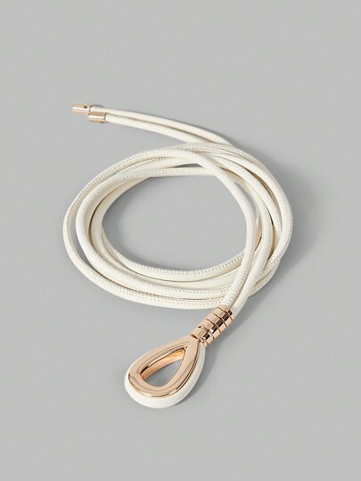 Ontre 1pc Bohemian Knotted White Long Rope Belt, Suitable For Vacation | SHEIN