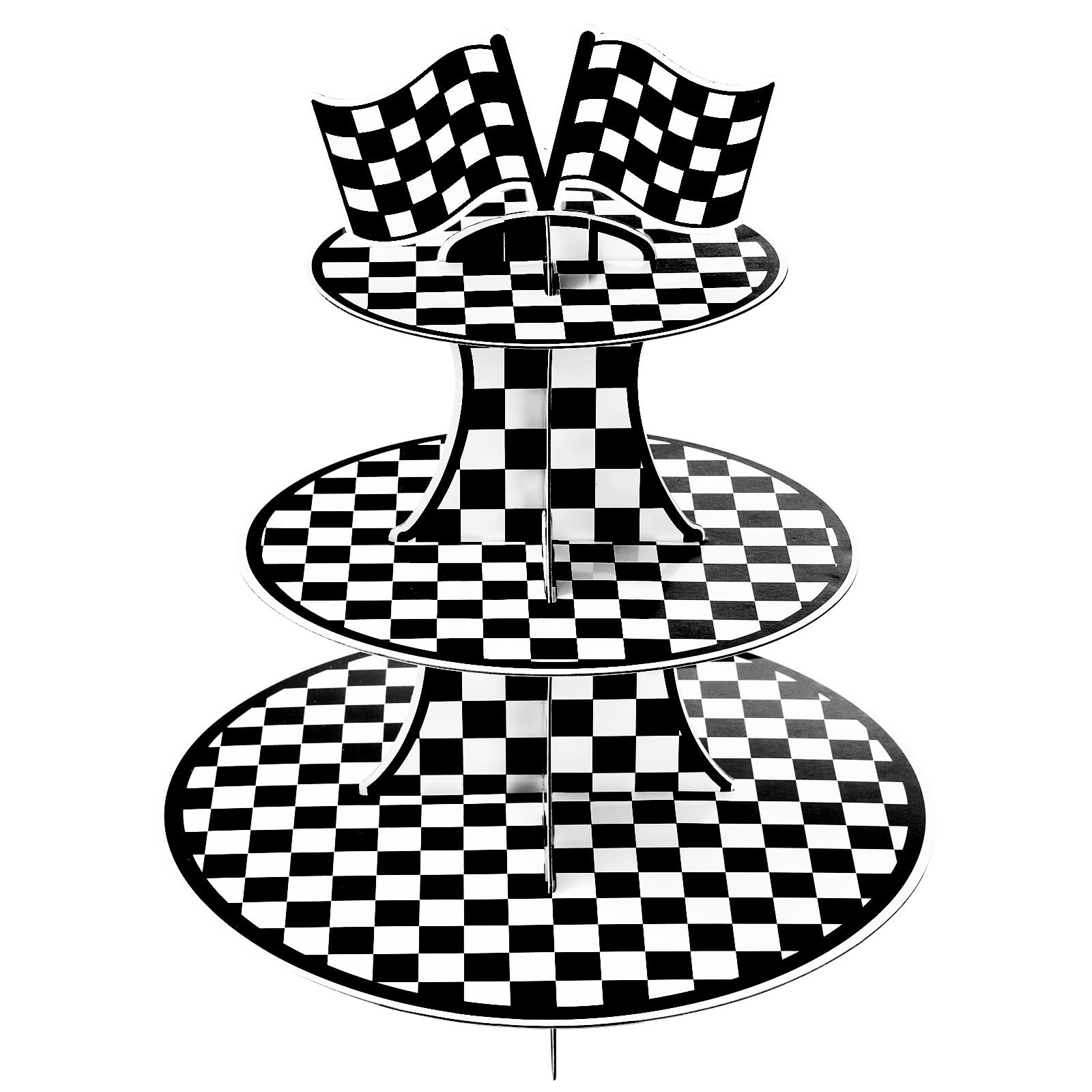 3-Tier Round Cardboard Cupcake Stand Holder, Racing Car Theme Birthday Party Decorations Supplies... | Amazon (US)