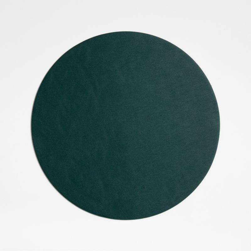 Rizzo Round Reversible Green and White Faux Leather Placemat + Reviews | Crate & Barrel | Crate & Barrel