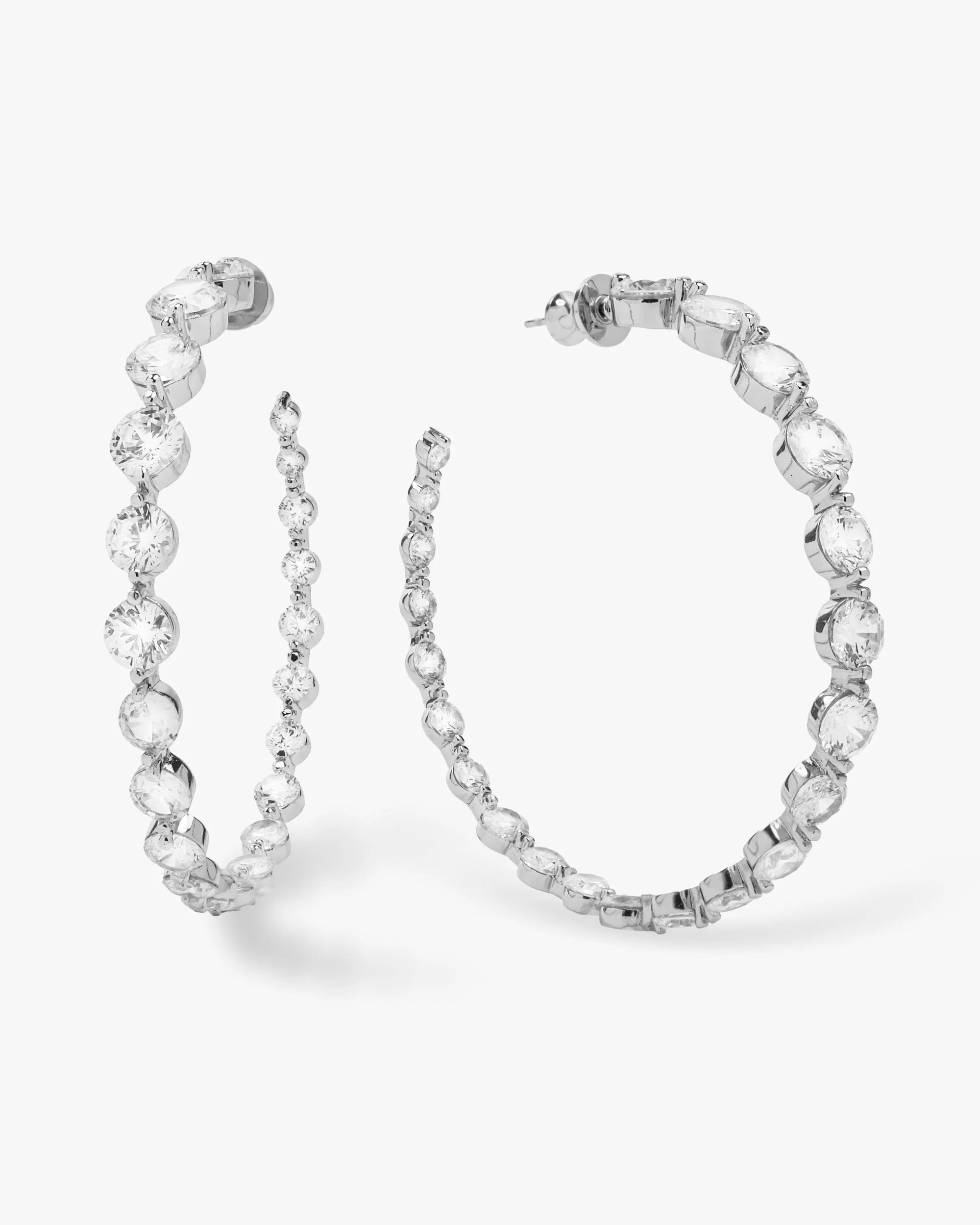 She's an Icon Hoops 2" - Silver|White Diamondettes | Melinda Maria Jewelry