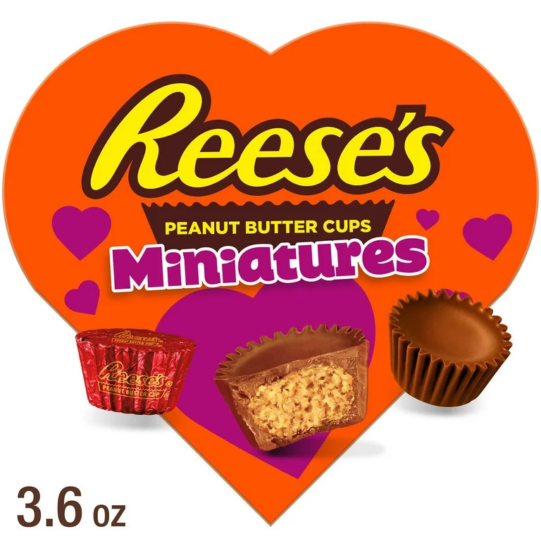 Reese's Miniatures Milk Chocolate Peanut Butter Cups Valentine's Candy, Gift Box 3.6 oz | Walmart (US)