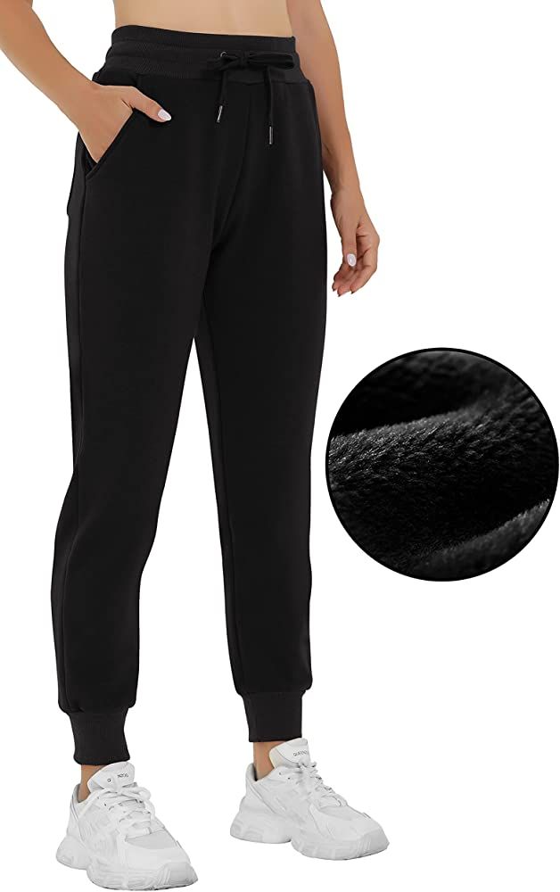 Heathyoga Fleece Lined Joggers for Women Thermal Sweatpants for Women Joggers with Pockets Workou... | Amazon (US)