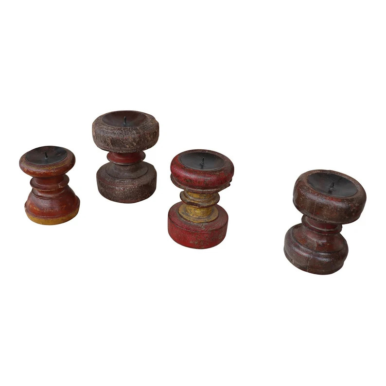 Rustic Wooden Candle Holder | Vintage Bedpost Candle Stand | Distressed Painted Candlestand | Far... | Etsy (US)