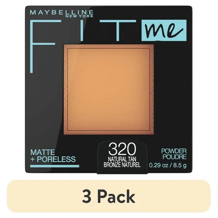 (3 pack) Maybelline Fit Me Matte Poreless Pressed Face Powder Makeup, Natural Tan, 0.29 oz | Walmart (US)