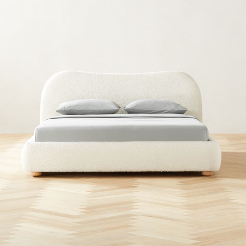 Diana White Boucle Queen Bed by Ross Cassidy + Reviews | CB2 | CB2