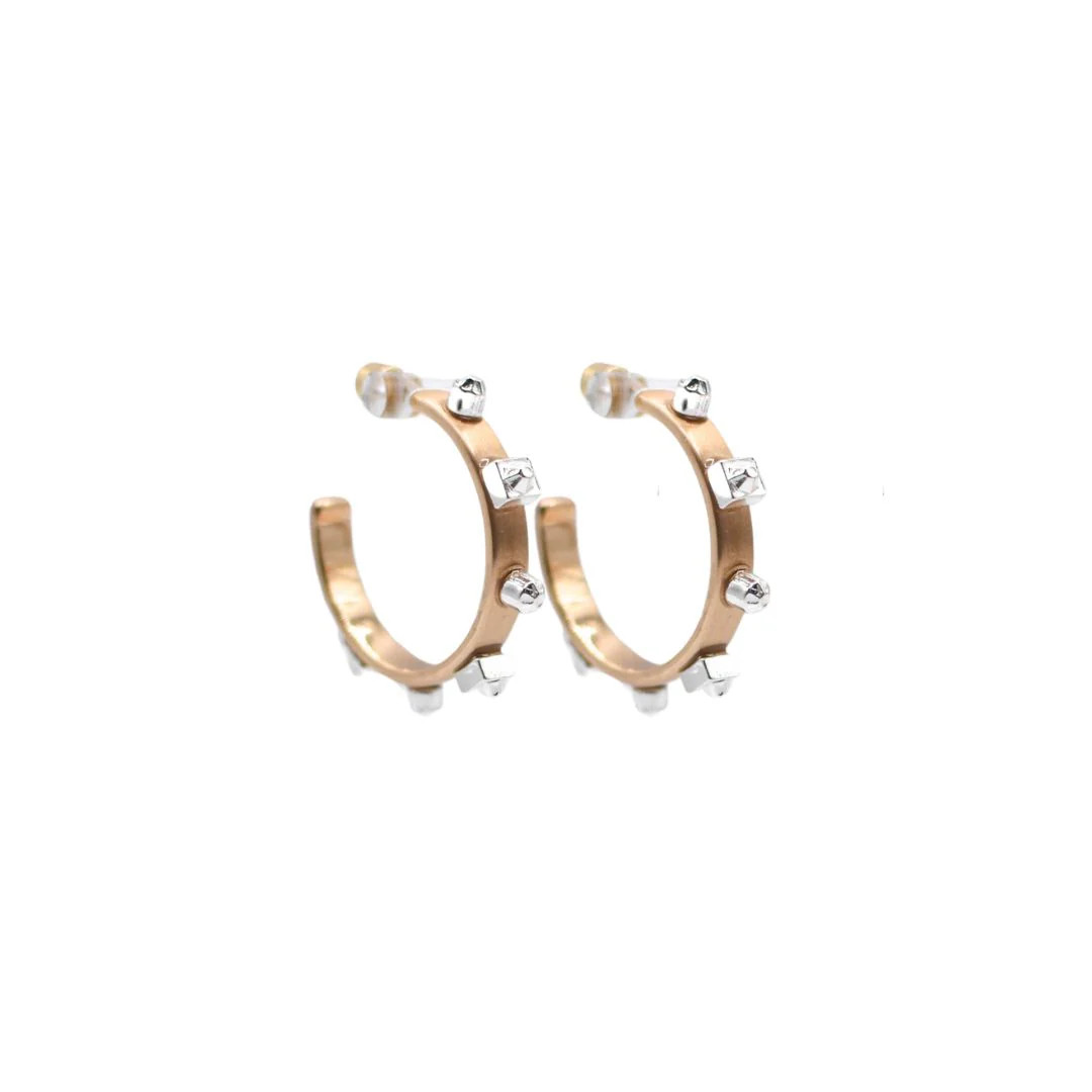 Mixed Metal Hoop - Gold (with matte silver stones) | Smith and Co. Jewel Design