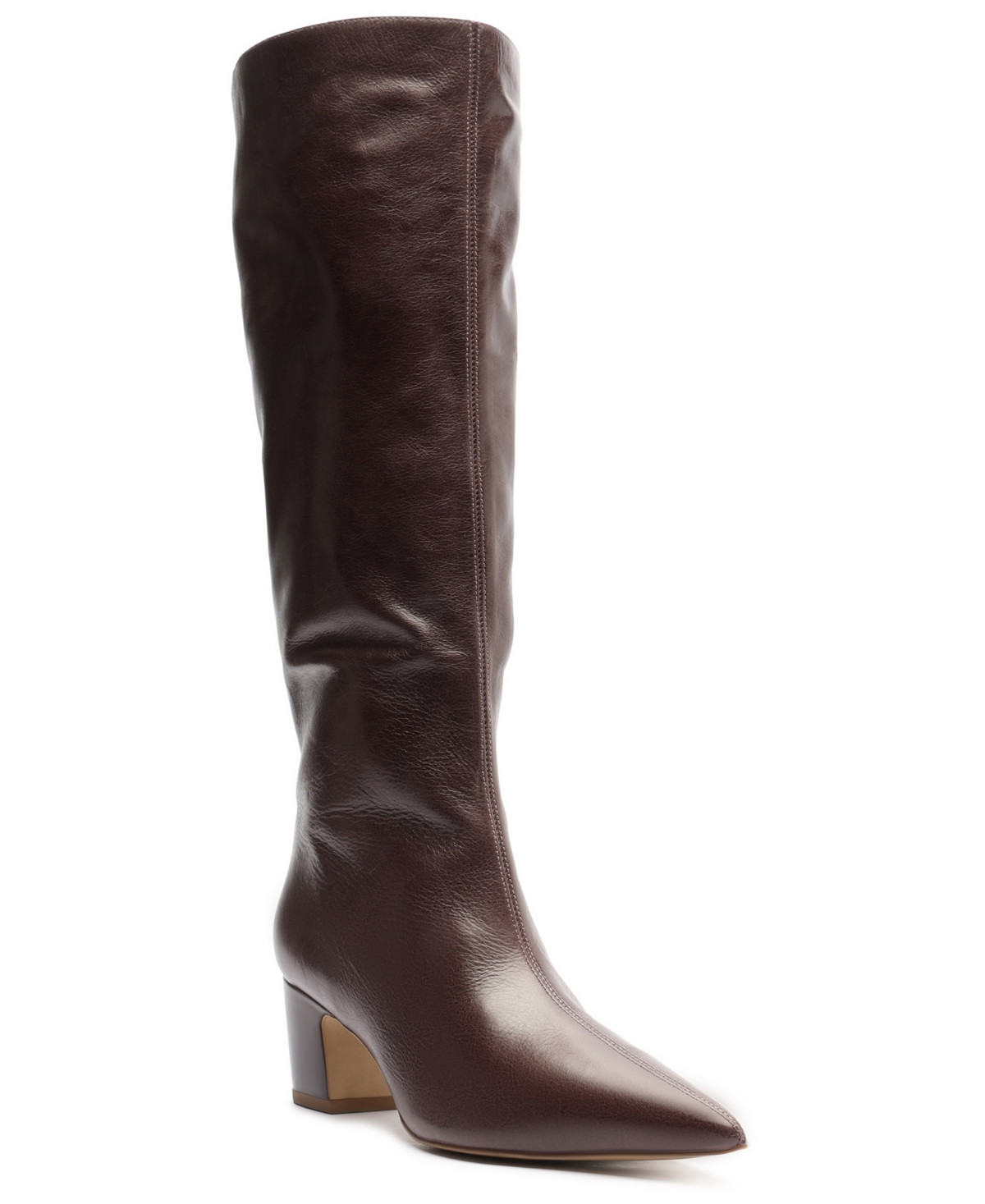 Arezzo Women's Julie Mid Block Heel Knee Boots - Grape Brown | Macy's