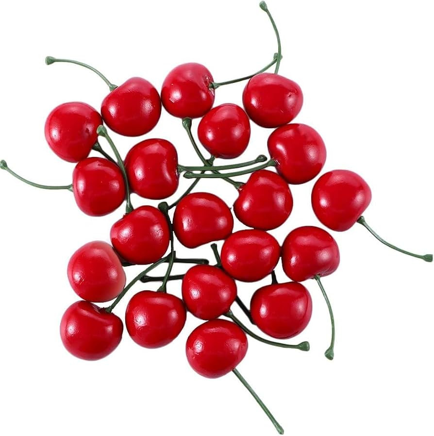 20pcs Red Artificial Cherries, Fake Fruit Decor Simulation Cherry Model Lifelike Fruit Cherry Orn... | Amazon (US)