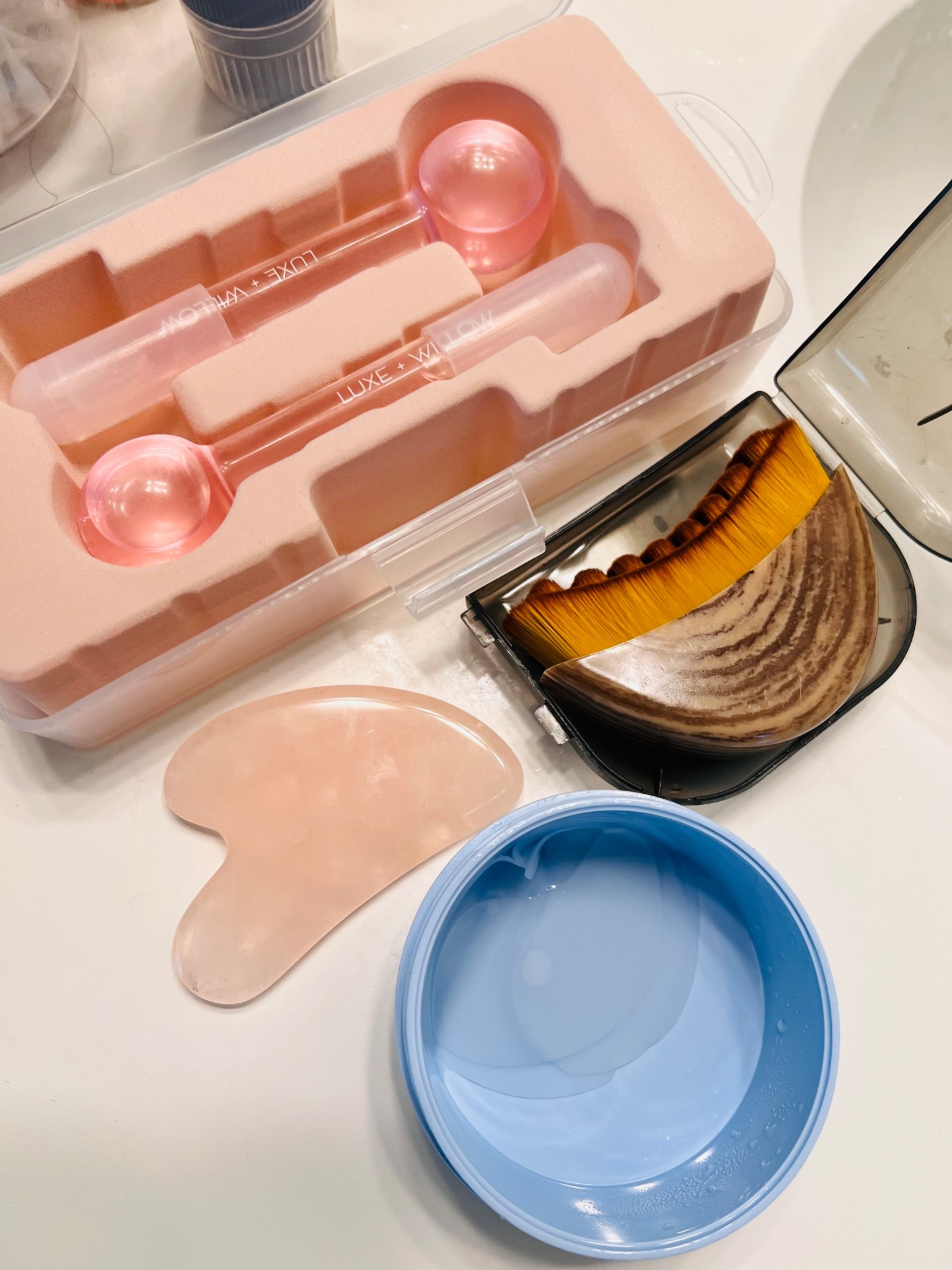 My self-care kit for morning routine. 
•Ice globes.
•Guasha rose quart stone
•Guasha brush
•Cafeeine eye masks


#LTKdayinmylife #LTKmorningroutine #LTKselfcare