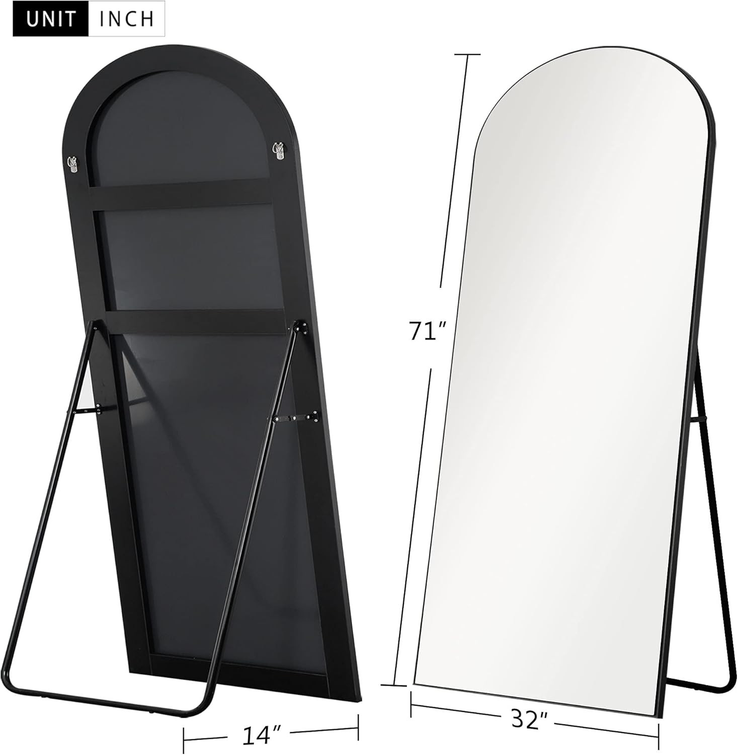 NeuType Arched Full Length Mirror, 71"x32"Full Body Mirror, Wooden Thin Frame, Hanging or Leaning... | Amazon (US)