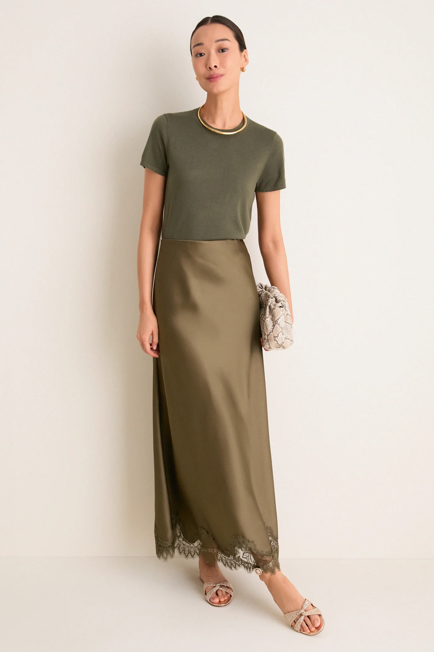 Burnt Olive Satin Mischa Slip Skirt | Tuckernuck (US)