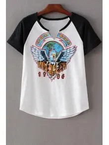 Eagle Print Round Neck Short Sleeve T-Shirt | ZAFUL (Global)