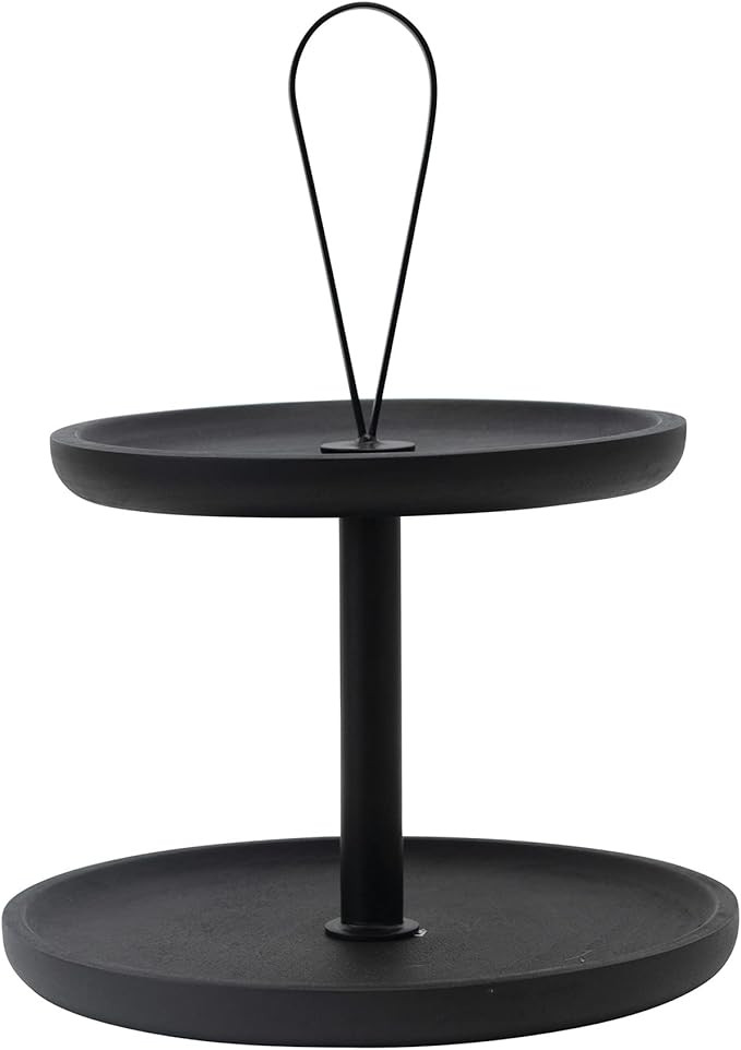 Bloomingville Mango Wood and Metal Modern 2-Tier Dessert Tray, Black | Amazon (US)