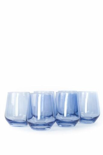 Estelle Stemless Wine Glass Set, Cobalt Blue | Monkee's of Mount Pleasant